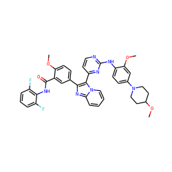 COc1cc(N2CCC(OC)CC2)ccc1Nc1nccc(-c2c(-c3ccc(OC)c(C(=O)Nc4c(F)cccc4F)c3)nc3ccccn23)n1 ZINC000165111413