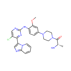 COc1cc(N2CCN(C(=O)[C@H](C)N)CC2)ccc1Nc1ncc(Cl)c(-c2cnc3ccccn23)n1 ZINC000072178239