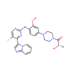 COc1cc(N2CCN(C(=O)[C@H](C)O)CC2)ccc1Nc1ncc(Cl)c(-c2cnc3ccccn23)n1 ZINC000072177536
