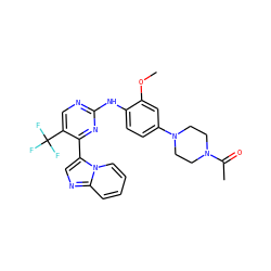 COc1cc(N2CCN(C(C)=O)CC2)ccc1Nc1ncc(C(F)(F)F)c(-c2cnc3ccccn23)n1 ZINC000072177771