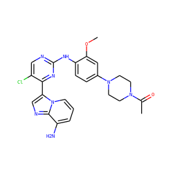 COc1cc(N2CCN(C(C)=O)CC2)ccc1Nc1ncc(Cl)c(-c2cnc3c(N)cccn23)n1 ZINC000072177284
