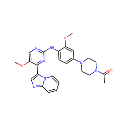 COc1cc(N2CCN(C(C)=O)CC2)ccc1Nc1ncc(OC)c(-c2cnc3ccccn23)n1 ZINC000072177772