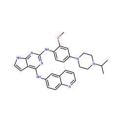 COc1cc(N2CCN(C(C)C)CC2)ccc1Nc1nc(Nc2ccc3ncccc3c2)c2cc[nH]c2n1 ZINC000053276046