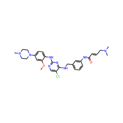 COc1cc(N2CCN(C)CC2)ccc1Nc1ncc(Cl)c(NCc2cccc(NC(=O)/C=C/CN(C)C)c2)n1 ZINC000473109531