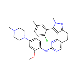 COc1cc(N2CCN(C)CC2)ccc1Nc1ncc2c(n1)-c1c(nn(C)c1-c1cc(C)ccc1Cl)CC2 ZINC000169702195