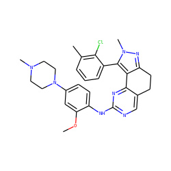 COc1cc(N2CCN(C)CC2)ccc1Nc1ncc2c(n1)-c1c(nn(C)c1-c1cccc(C)c1Cl)CC2 ZINC000143052021
