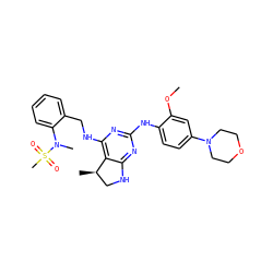 COc1cc(N2CCOCC2)ccc1Nc1nc(NCc2ccccc2N(C)S(C)(=O)=O)c2c(n1)NC[C@H]2C ZINC000221699567