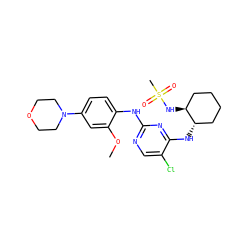 COc1cc(N2CCOCC2)ccc1Nc1ncc(Cl)c(N[C@H]2CCCC[C@@H]2NS(C)(=O)=O)n1 ZINC000072174409