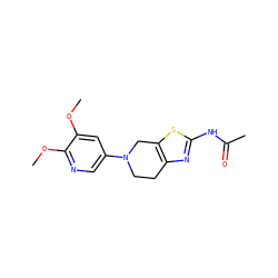 COc1cc(N2CCc3nc(NC(C)=O)sc3C2)cnc1OC ZINC000068245417
