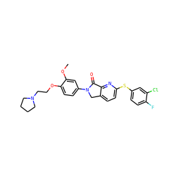 COc1cc(N2Cc3ccc(Sc4ccc(F)c(Cl)c4)nc3C2=O)ccc1OCCN1CCCC1 ZINC000095591141