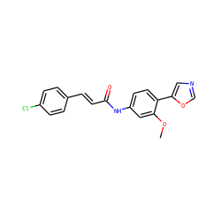 COc1cc(NC(=O)/C=C/c2ccc(Cl)cc2)ccc1-c1cnco1 ZINC000013818710