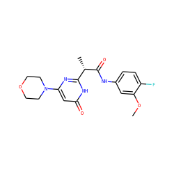 COc1cc(NC(=O)[C@@H](C)c2nc(N3CCOCC3)cc(=O)[nH]2)ccc1F ZINC000115073393