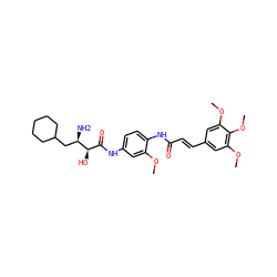 COc1cc(NC(=O)[C@@H](O)[C@H](N)CC2CCCCC2)ccc1NC(=O)/C=C/c1cc(OC)c(OC)c(OC)c1 ZINC000026939106