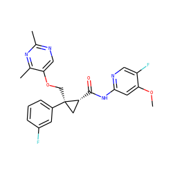 COc1cc(NC(=O)[C@@H]2C[C@@]2(COc2cnc(C)nc2C)c2cccc(F)c2)ncc1F ZINC000096283742
