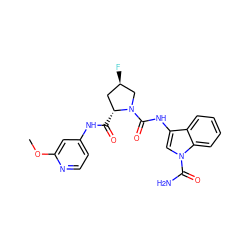 COc1cc(NC(=O)[C@@H]2C[C@@H](F)CN2C(=O)Nc2cn(C(N)=O)c3ccccc23)ccn1 ZINC000148292730
