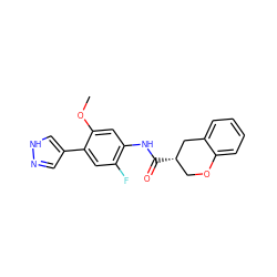 COc1cc(NC(=O)[C@H]2COc3ccccc3C2)c(F)cc1-c1cn[nH]c1 ZINC000040899606