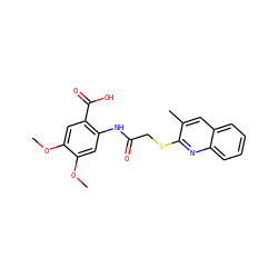 COc1cc(NC(=O)CSc2nc3ccccc3cc2C)c(C(=O)O)cc1OC ZINC000000902881