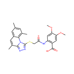 COc1cc(NC(=O)CSc2nnc3c(C)cc4cc(C)cc(C)c4n23)c(C(=O)O)cc1OC ZINC000000929734