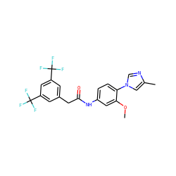 COc1cc(NC(=O)Cc2cc(C(F)(F)F)cc(C(F)(F)F)c2)ccc1-n1cnc(C)c1 ZINC000103290229