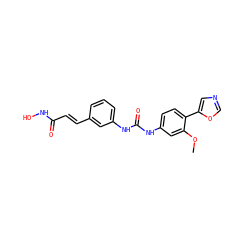 COc1cc(NC(=O)Nc2cccc(/C=C/C(=O)NO)c2)ccc1-c1cnco1 ZINC000058574932