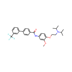 COc1cc(NC(=O)c2ccc(-c3cccc(C(F)(F)F)c3)cc2)ccc1OCCN(C(C)C)C(C)C ZINC000040567681