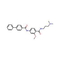 COc1cc(NC(=O)c2ccc(-c3ccccc3)cc2)ccc1C(=O)NCCCN(C)C ZINC000028383287