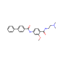 COc1cc(NC(=O)c2ccc(-c3ccccc3)cc2)ccc1C(=O)NCCN(C)C ZINC000028389867