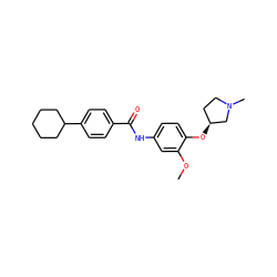 COc1cc(NC(=O)c2ccc(C3CCCCC3)cc2)ccc1O[C@H]1CCN(C)C1 ZINC000040575988