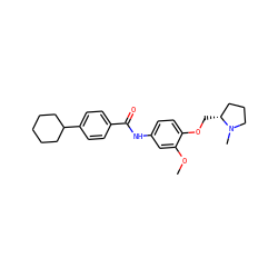 COc1cc(NC(=O)c2ccc(C3CCCCC3)cc2)ccc1OC[C@@H]1CCCN1C ZINC000003992120