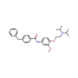COc1cc(NC(=O)c2ccc(Cc3ccccc3)cc2)ccc1OCCN(C(C)C)C(C)C ZINC000001551985