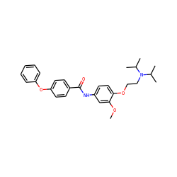 COc1cc(NC(=O)c2ccc(Oc3ccccc3)cc2)ccc1OCCN(C(C)C)C(C)C ZINC000040568015