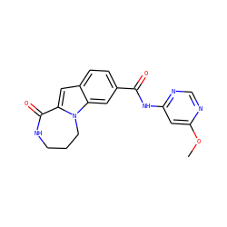 COc1cc(NC(=O)c2ccc3cc4n(c3c2)CCCNC4=O)ncn1 ZINC000117691512