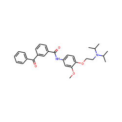COc1cc(NC(=O)c2cccc(C(=O)c3ccccc3)c2)ccc1OCCN(C(C)C)C(C)C ZINC000040567840