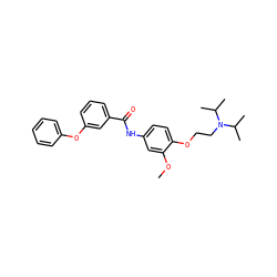 COc1cc(NC(=O)c2cccc(Oc3ccccc3)c2)ccc1OCCN(C(C)C)C(C)C ZINC000040764454