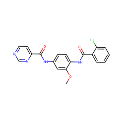 COc1cc(NC(=O)c2ccncn2)ccc1NC(=O)c1ccccc1Cl ZINC000066066335
