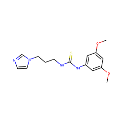 COc1cc(NC(=S)NCCCn2ccnc2)cc(OC)c1 ZINC000013679610