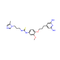 COc1cc(NC(=S)NCCCn2cncc2C)ccc1OCCCc1cc(N)nc(N)c1 ZINC001772575228