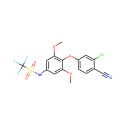 COc1cc(NS(=O)(=O)C(F)(F)F)cc(OC)c1Oc1ccc(C#N)c(Cl)c1 ZINC000584905086
