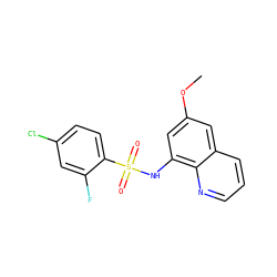 COc1cc(NS(=O)(=O)c2ccc(Cl)cc2F)c2ncccc2c1 ZINC000201603878
