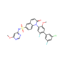 COc1cc(NS(=O)(=O)c2ccc3c(ccc(=O)n3-c3cc(F)c(-c4cc(F)cc(Cl)c4)cc3OC)c2)ncn1 ZINC001772627252