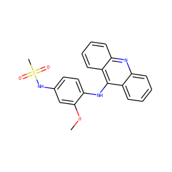 COc1cc(NS(C)(=O)=O)ccc1Nc1c2ccccc2nc2ccccc12 ZINC000003812923