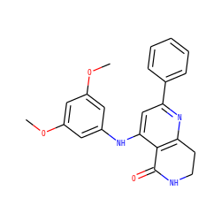COc1cc(Nc2cc(-c3ccccc3)nc3c2C(=O)NCC3)cc(OC)c1 ZINC000116989490