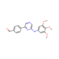 COc1cc(Nc2cncc(-c3ccc(C=O)cc3)n2)cc(OC)c1OC ZINC000034635059