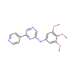COc1cc(Nc2cncc(-c3ccncc3)n2)cc(OC)c1OC ZINC000040424363
