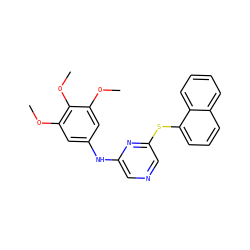 COc1cc(Nc2cncc(Sc3cccc4ccccc34)n2)cc(OC)c1OC ZINC000040936889