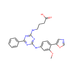 COc1cc(Nc2nc(NCCCC(=O)O)nc(-c3ccccc3)n2)ccc1-c1cnco1 ZINC000013445148
