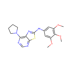 COc1cc(Nc2nc3c(N4CCCC4)ncnc3s2)cc(OC)c1OC ZINC000653829388