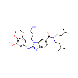 COc1cc(Nc2nc3ccc(C(=O)N(CCC(C)C)CCC(C)C)cc3n2CCCN)cc(OC)c1OC ZINC000028823356