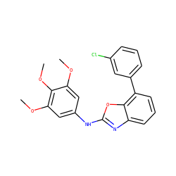 COc1cc(Nc2nc3cccc(-c4cccc(Cl)c4)c3o2)cc(OC)c1OC ZINC000049792951