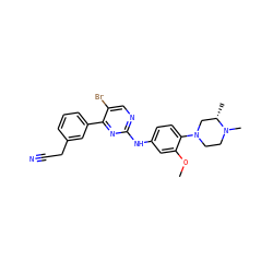 COc1cc(Nc2ncc(Br)c(-c3cccc(CC#N)c3)n2)ccc1N1CCN(C)[C@@H](C)C1 ZINC000096272924